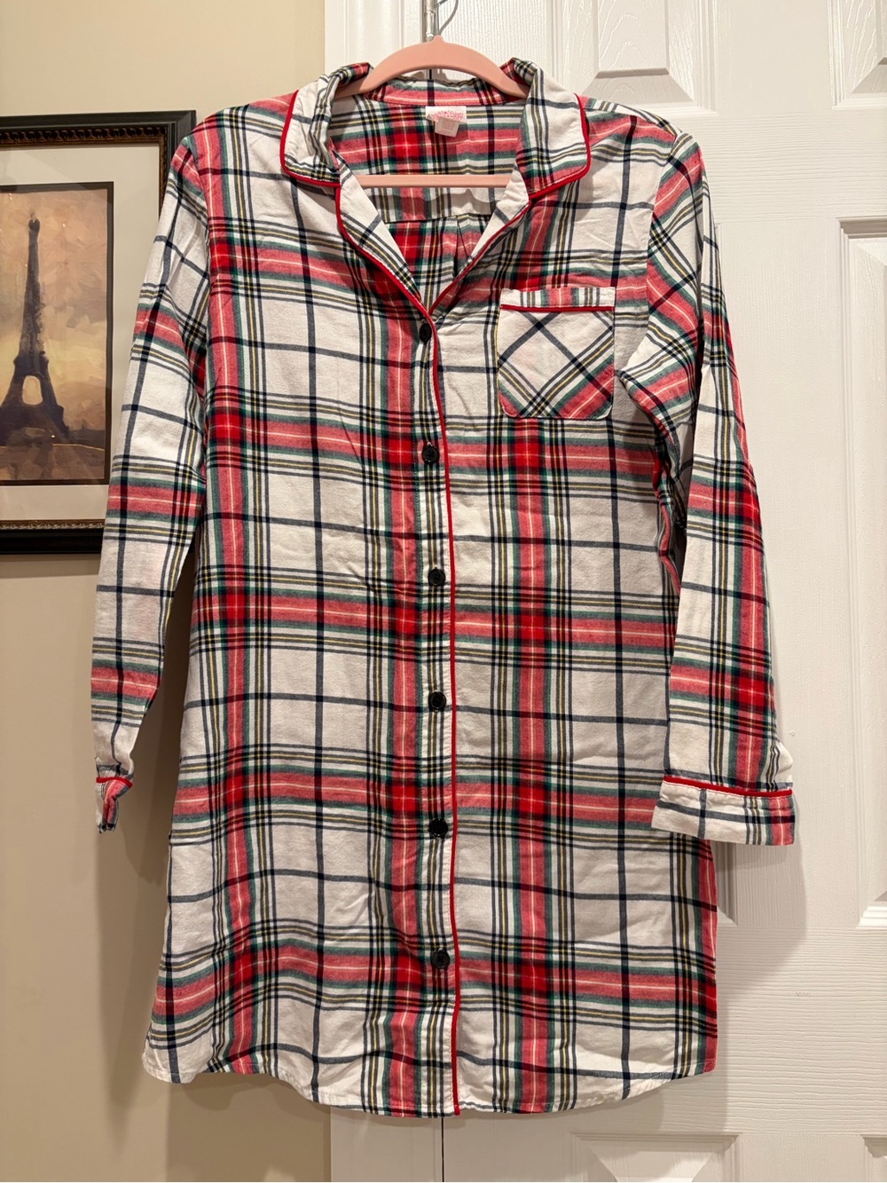 Women's Red Plaid Button-Front Pajama Nightshirt ❤️